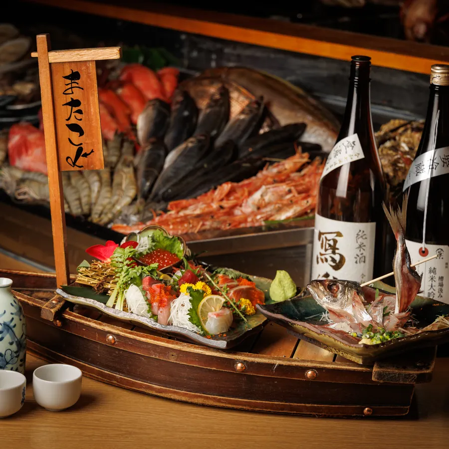 舟盛りと日本酒